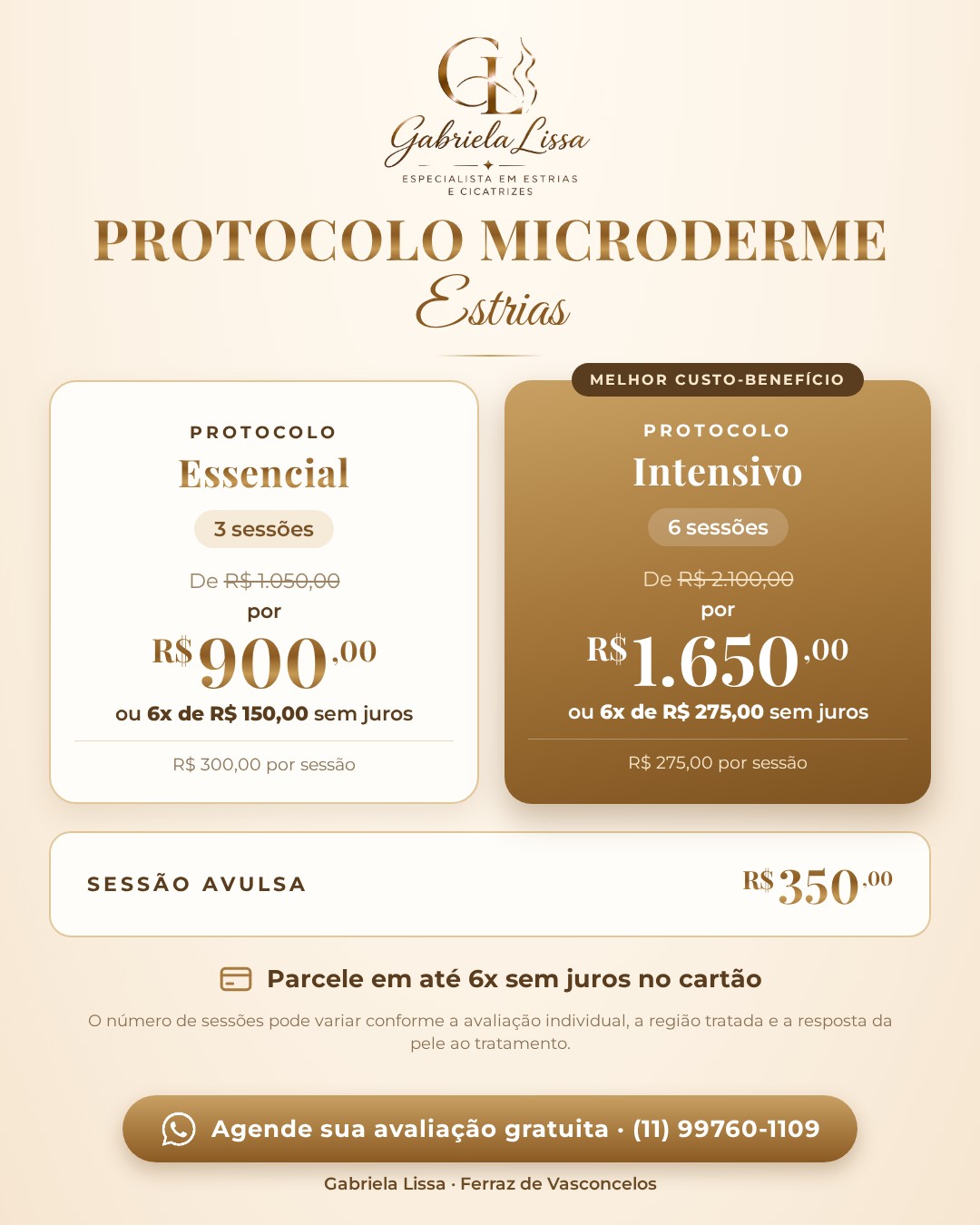 Tabela de preços do Protocolo Microderme